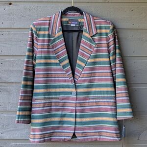 VTG 80s NWT Deadstock J.J. Taylor Southwestern Stripe Blazer Jacket Medium